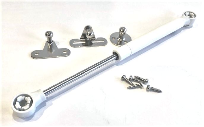 Pair of 50N Gas Lift Supports – Grey Cabinet Door Struts with Quick-Release Brackets