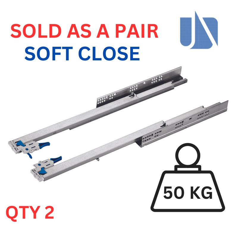 50KG Heavy Duty Full Extension SC Undermount Runners with 3D Clips