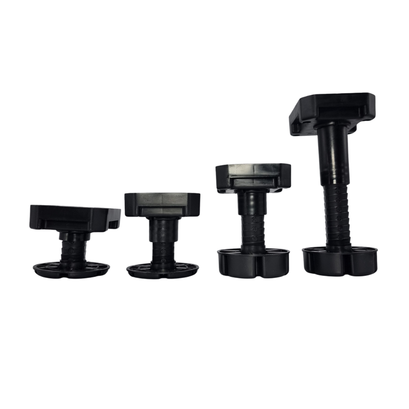 Black adjustable cabinet legs MULTILEG – 50–195mm, 450kg load