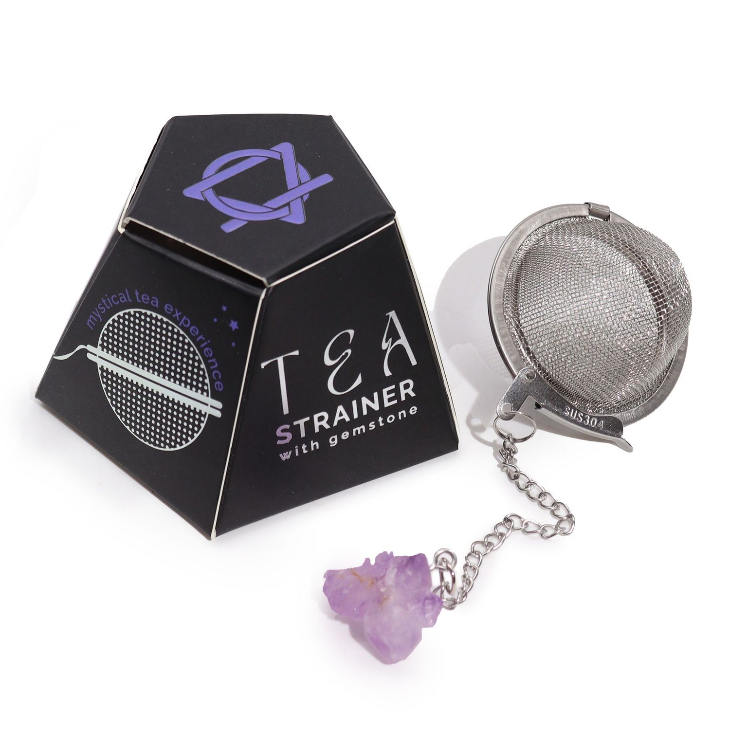 Raw Gemstone Tea Strainer - Amethyst Cluster