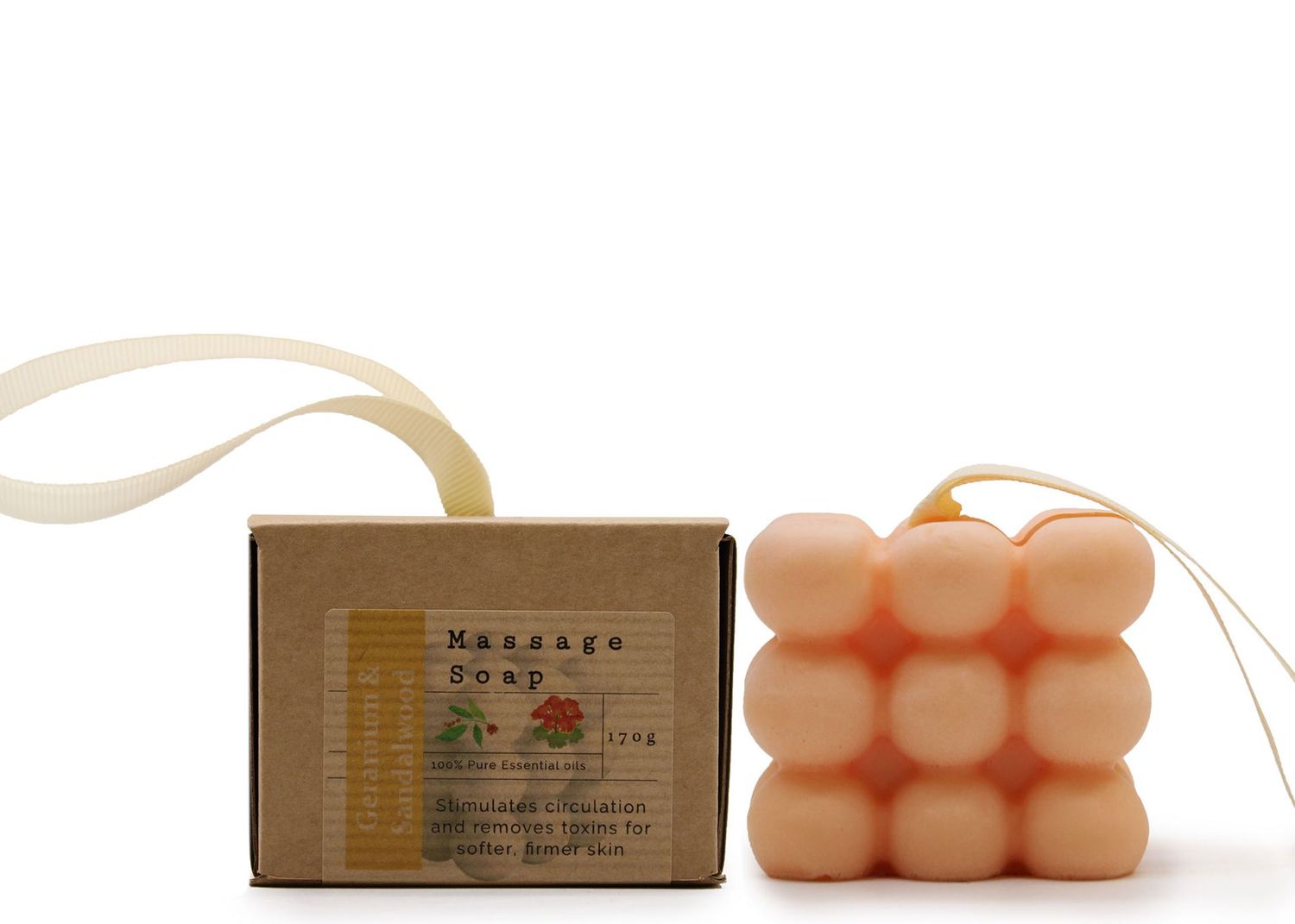 Boxed Single Massage Soaps - Geranium & Sandalwood