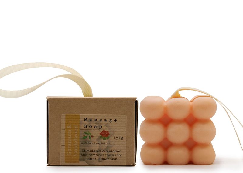 Boxed Single Massage Soaps - Geranium & Sandalwood