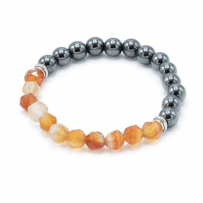Faceted Gemstone Bracelet - Magnetic Carnelian Faceted Gemstone Bracelet - Magnetic Carnelian