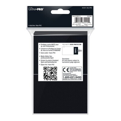 Standard Deck Protector Sleeves: PRO-Matte 100ct Black