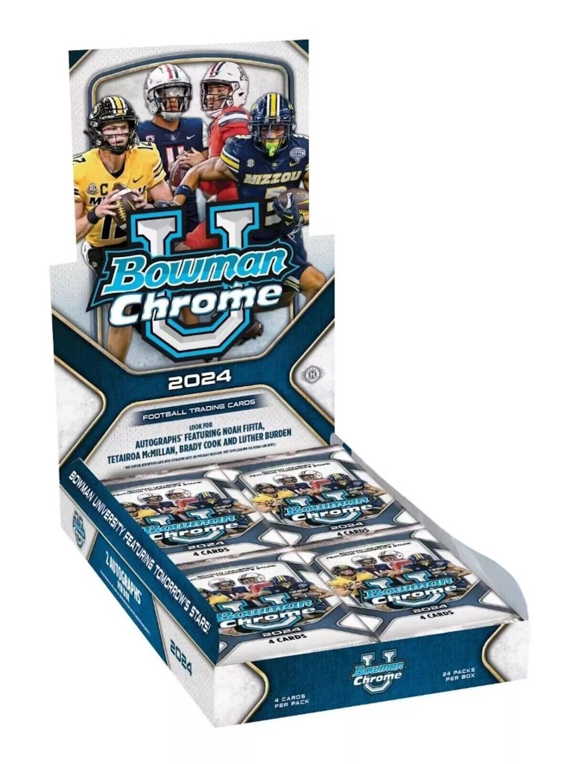 2024 Topps Chrome University Football Hobby, Format: Boîte