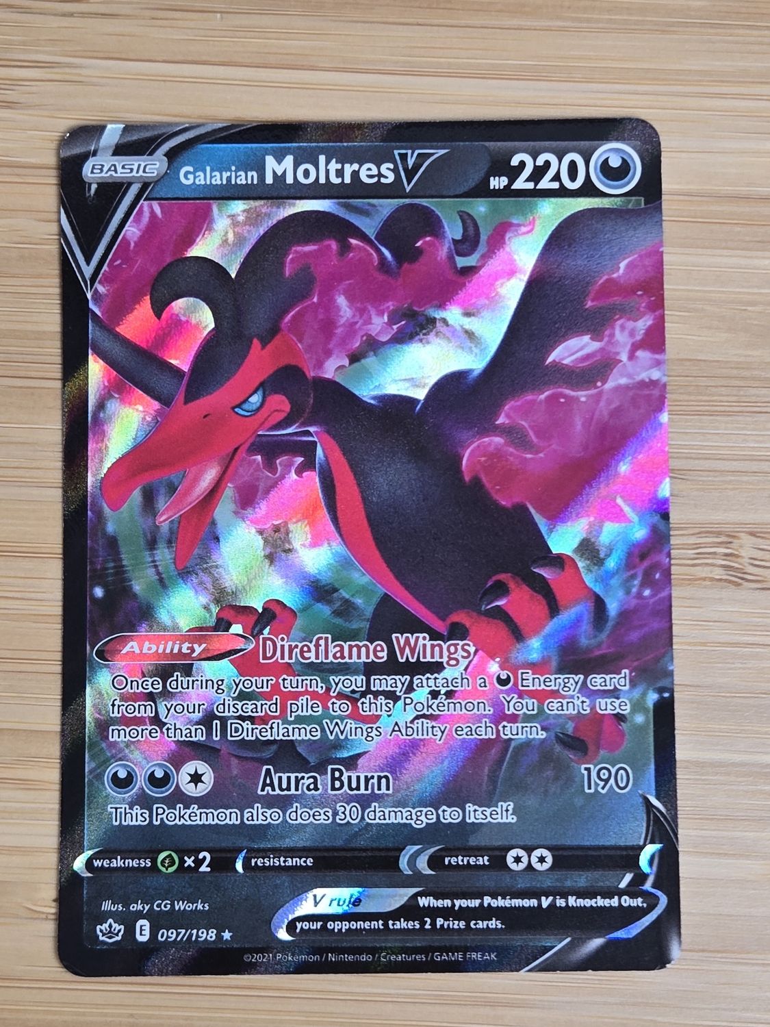 Galarian Moltres V - 097/198 - Chilling Reign - NM