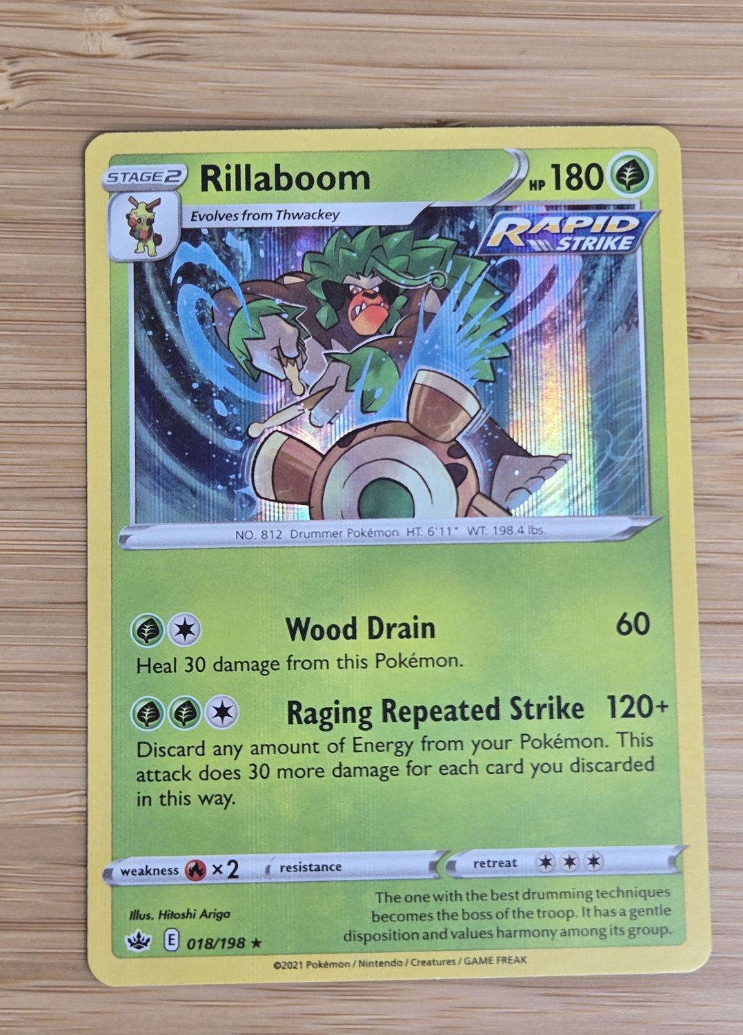 Rapid Strike Rillaboom holi - 018/198 - Chilling Reign - NM