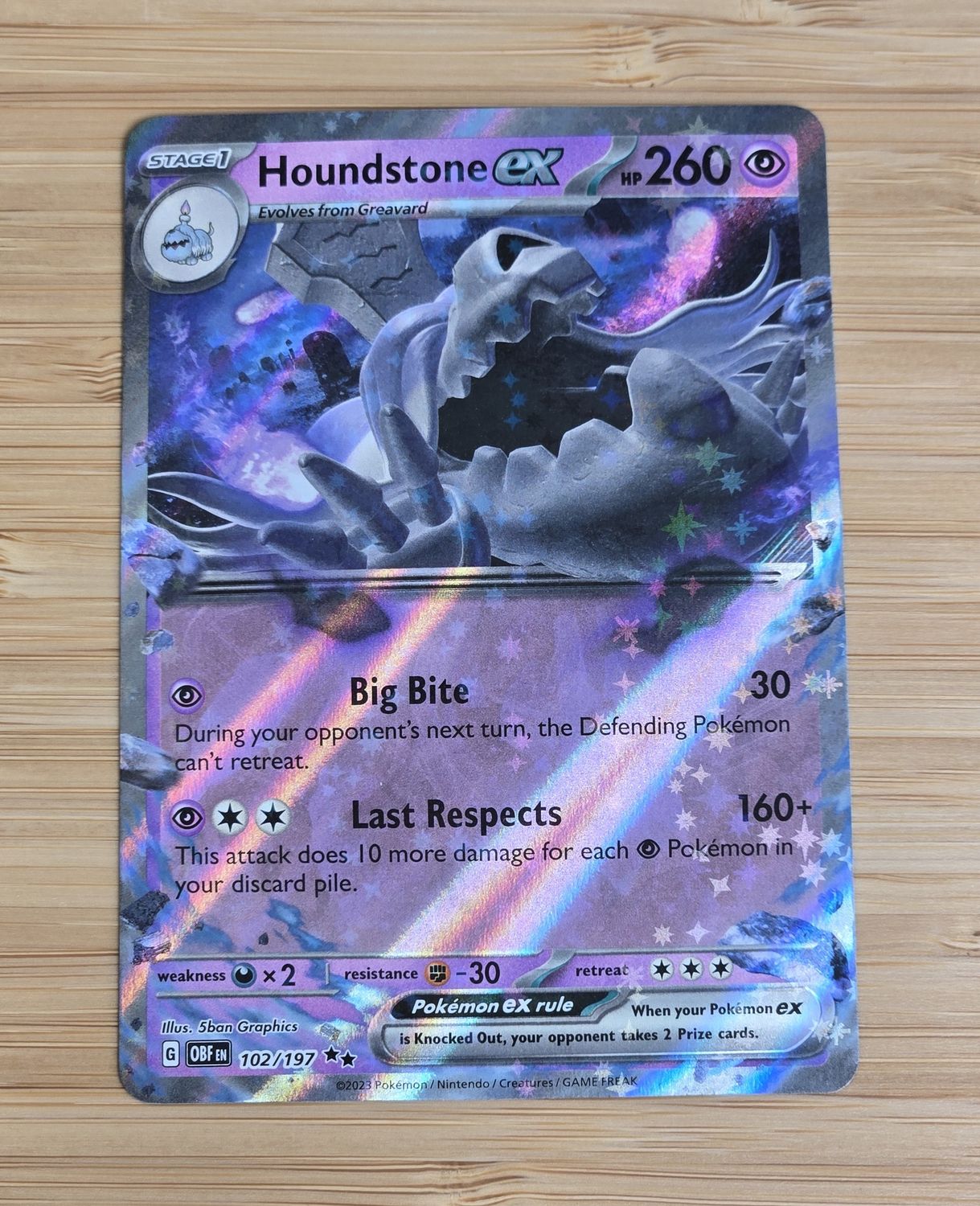 Houndstone EX - 102/197 - Obsidian Flames - NM