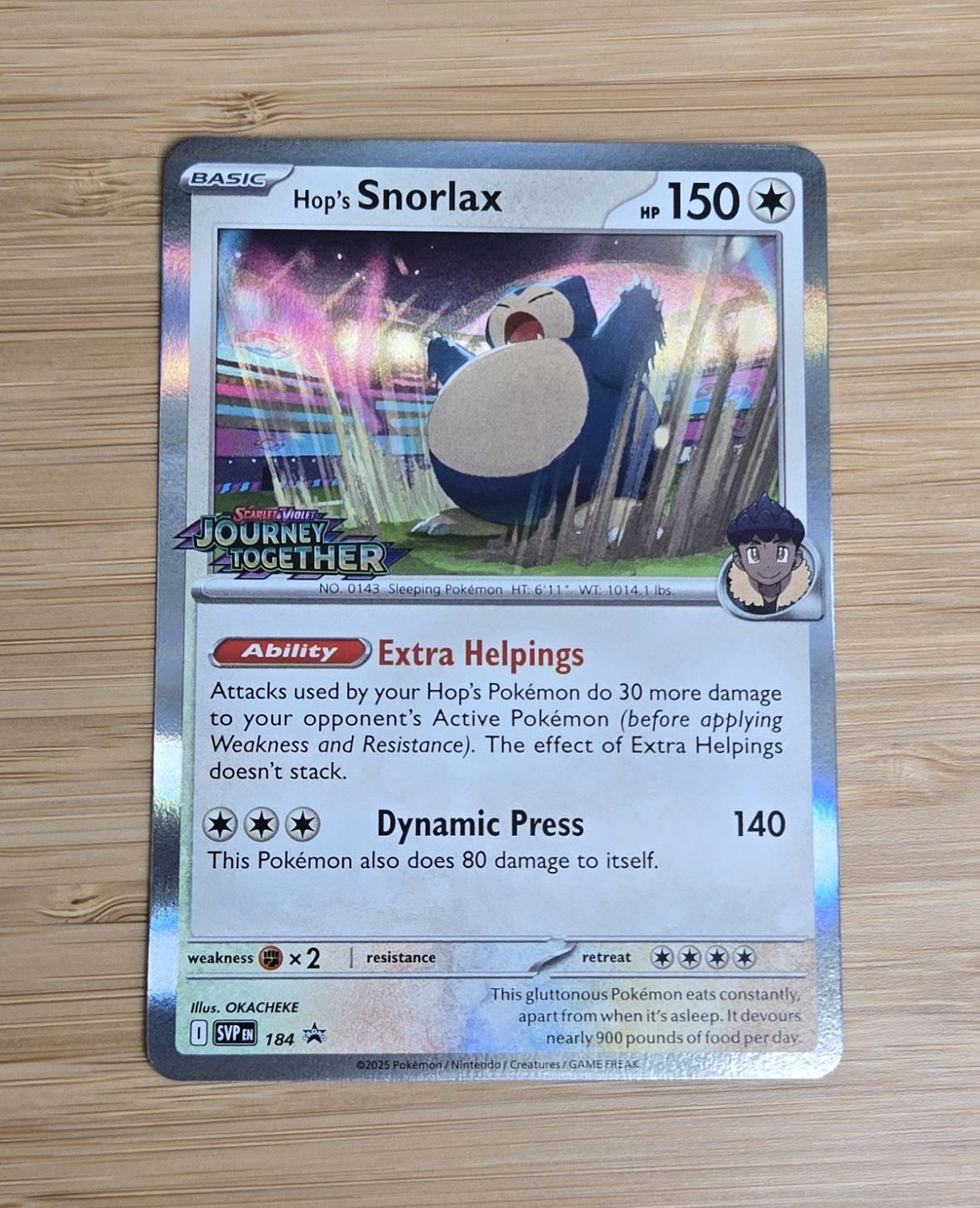 Hop&#39;s Snorlax Holo - 184 - SVP - Promo - Prerelease Journey Together - NM