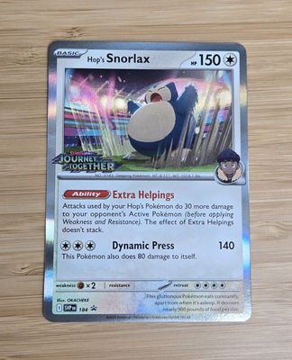 Hop&#39;s Snorlax Holo - 184 - SVP - Promo - Prerelease Journey Together - NM