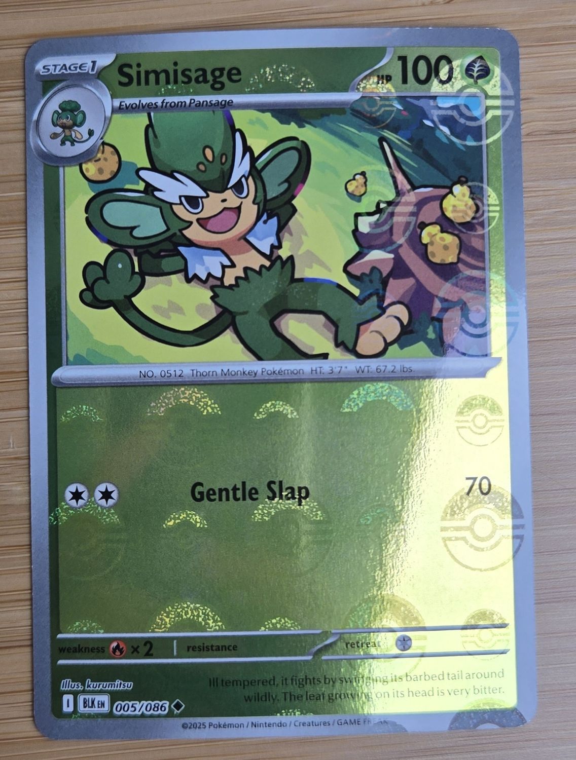 Simisage (Pokeball) - 005/086 - Black Bolt - NM Simisage (Pokeball) - 005/086 - Black Bolt - NM