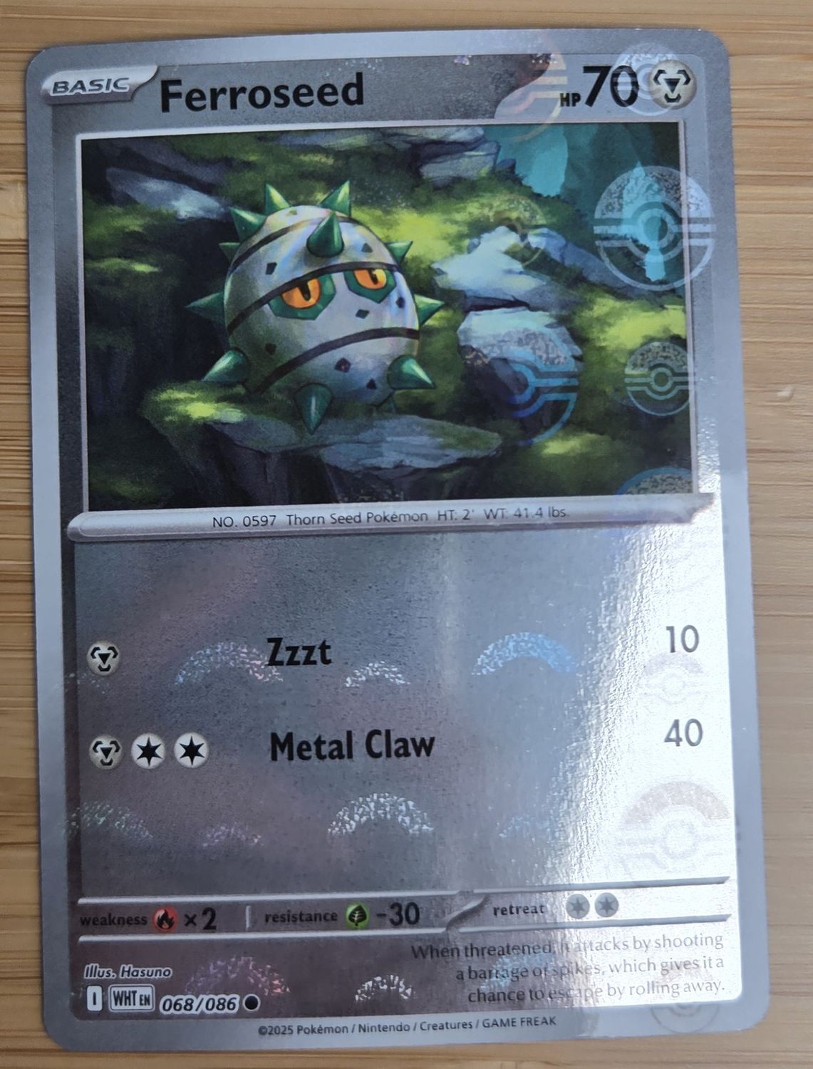 Ferroseed (Pokeball) - 068/086 - White Flare - NM Ferroseed (Pokeball) - 068/086 - White Flare - NM