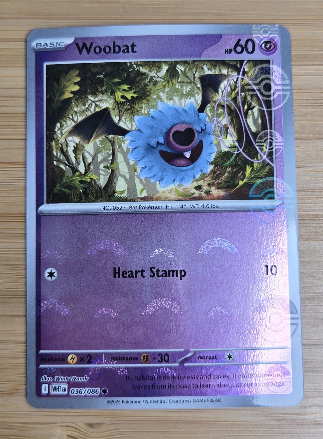 Woobat (POKEBALL) - 036/086 - White Flare - NM