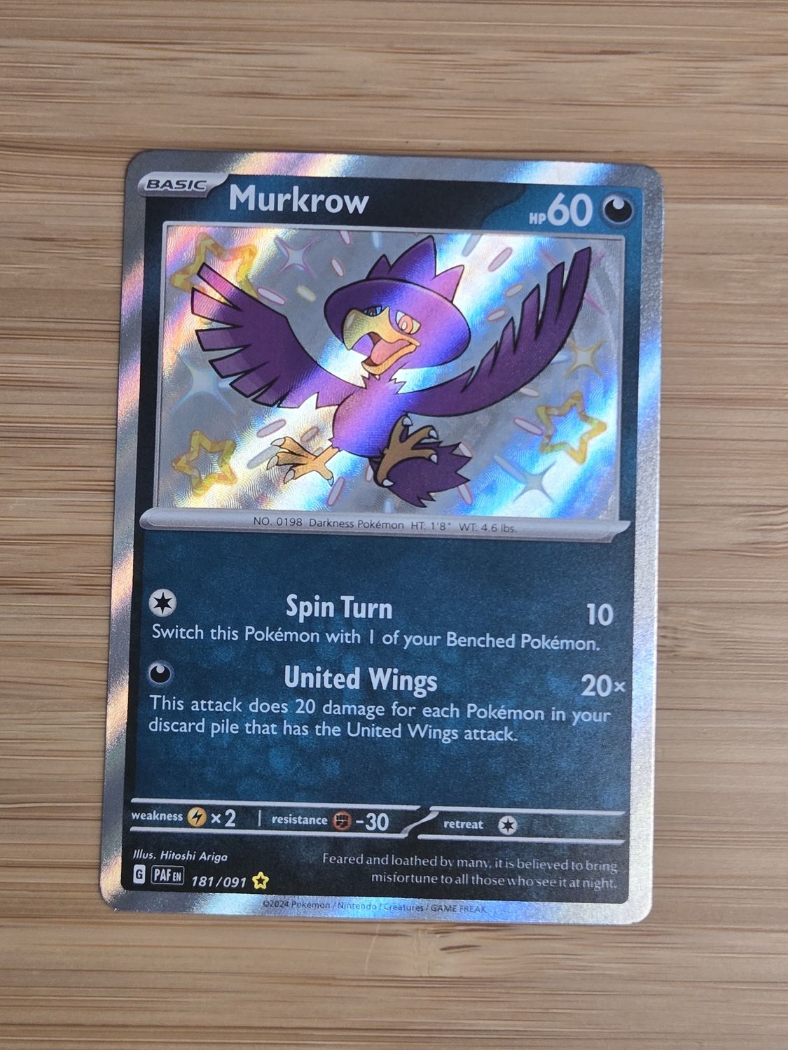 Murkrow - 181/091 - Paldean Fates - NM