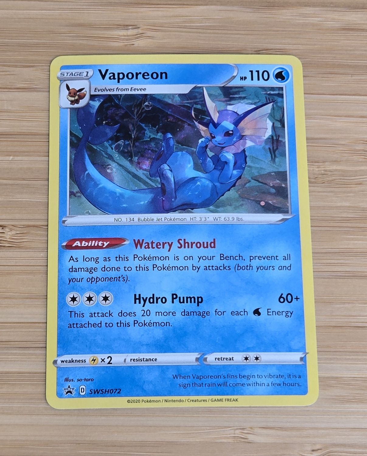 Vaporeon - SWSH072 - Sword &amp; Shield Promo - NM