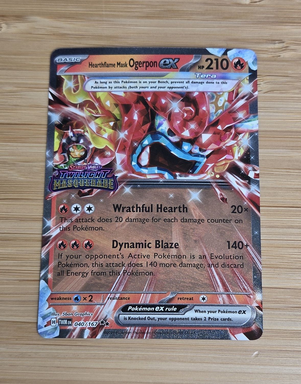 Hearthflame Mask Ogerpon ex (Twilight Masquerade Stamp) - 040/167 - Twilight Masquerade - NM