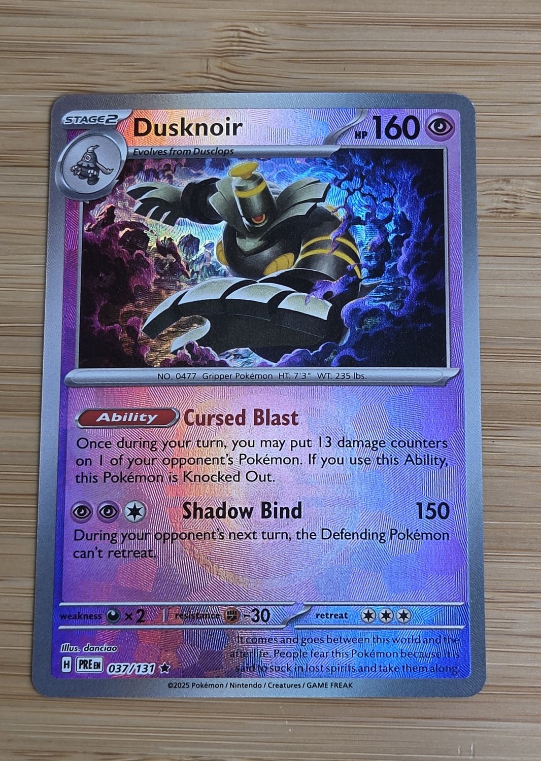 Dusknoir Master Ball - 037/131 - Prismatic Evolutions - NM Dusknoir Master Ball - 037/131 - Prismatic Evolutions - NM