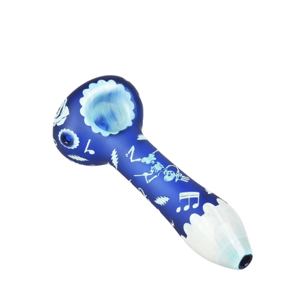 Pulsar Glass Hand Pipes, Style: "Steal Your Face" Etched [4.75"]