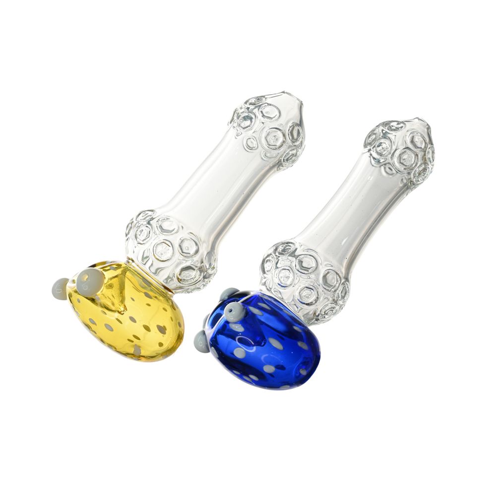 Assorted Hand Pipes, Style: Mushroom Craters Glass [5"]