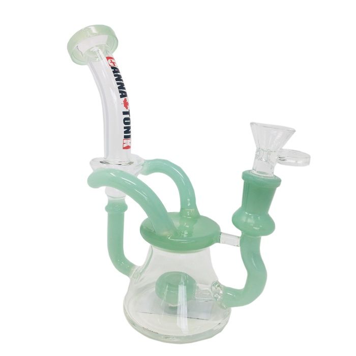 Cannatonik Water Pipes, Style: Green U Shaped Recycler [8"]