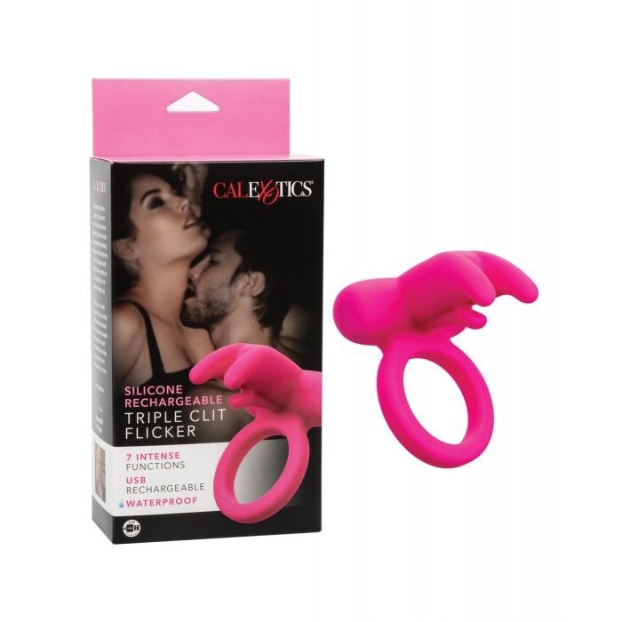 Silicone Rechargeable Triple Clit Flicker Ring