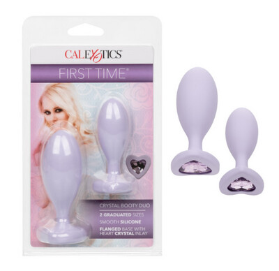 First Time Crystal Booty Duo Silicone Anal Plug (2 Pack)
