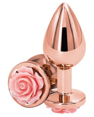 Rear Assets Rose Gold Anal Plug with Pink Rose