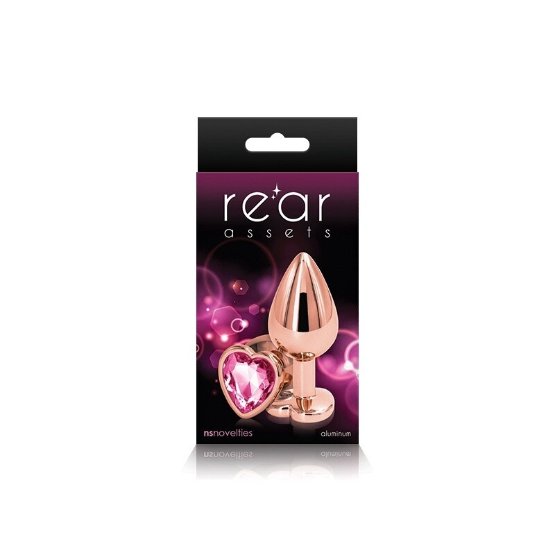 Rear Assets Pink Rose Gold Heart Anal Plug