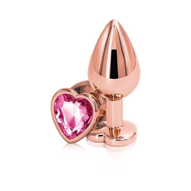 Rear Assets Pink Rose Gold Heart Anal Plug