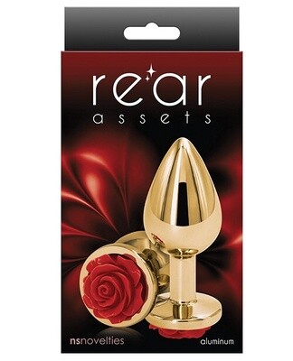 Rear Assets Red/Gold Rose Aluminum Anal Plug