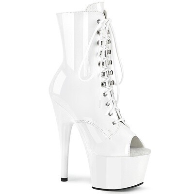 Adore 7&quot; White Peep Toe Ankle Boot