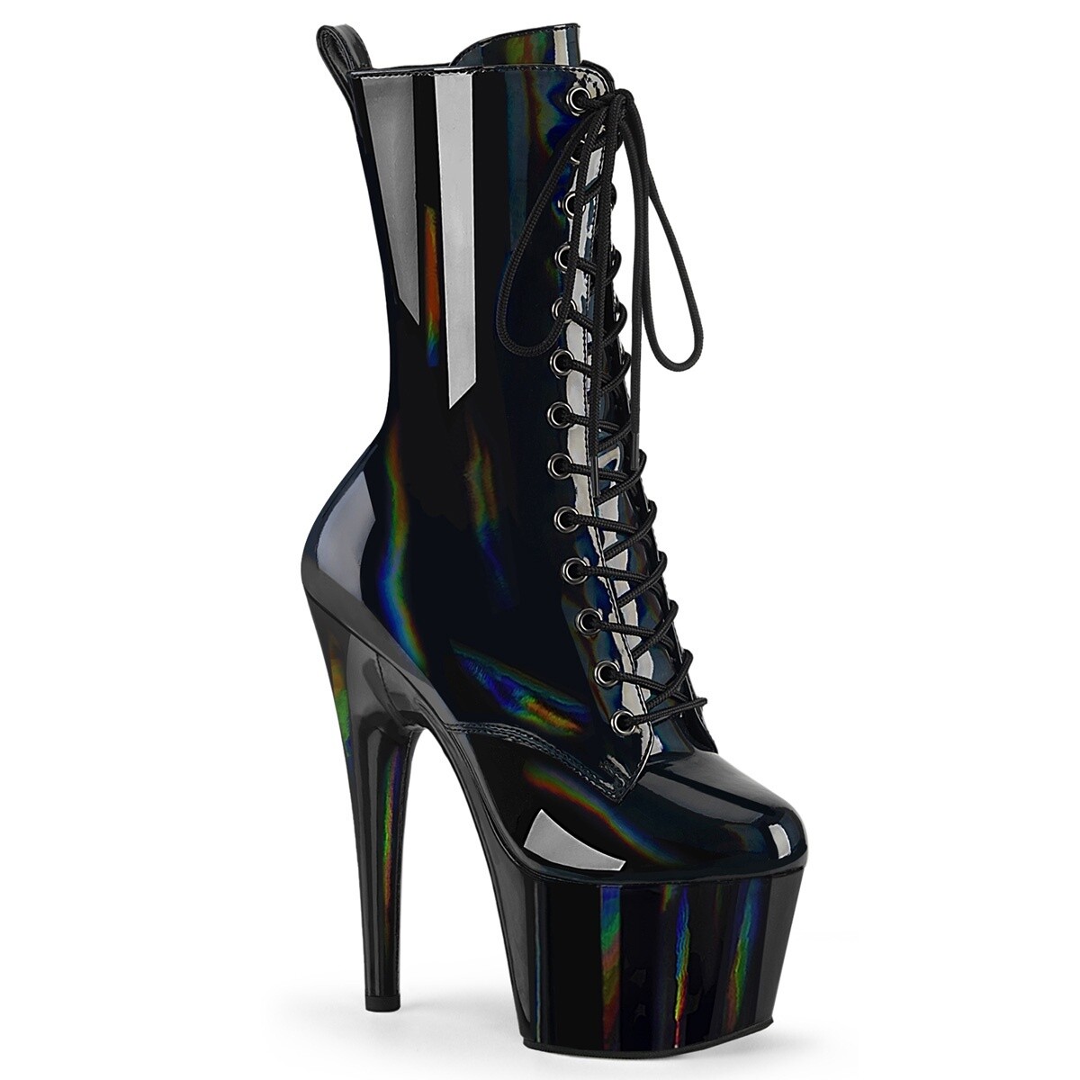 Adore 7&quot; Black Holographic Ankle Boot