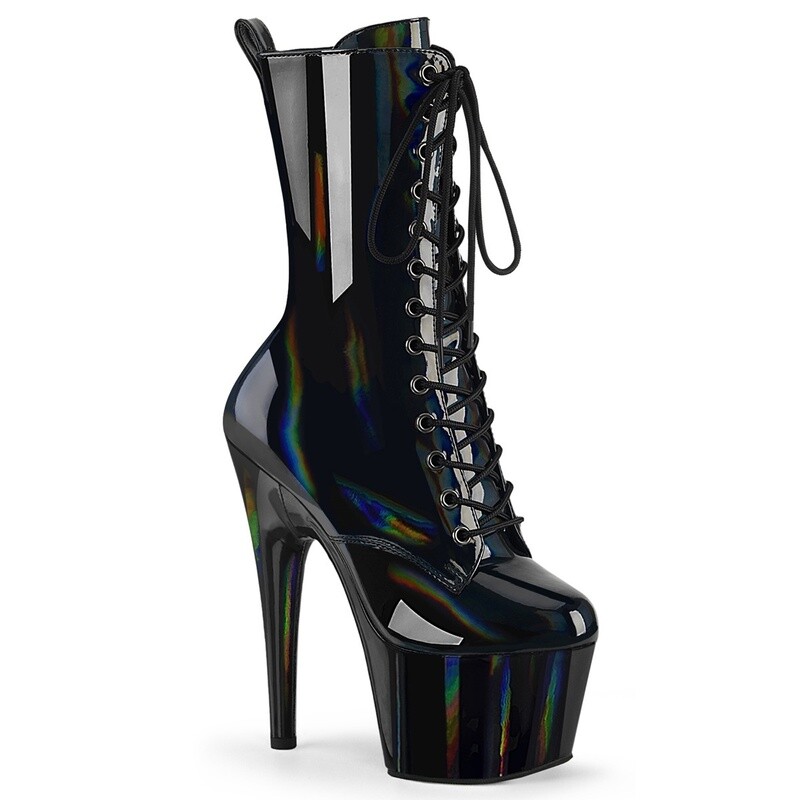 Adore 7&quot; Black Holographic Ankle Boot
