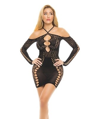 Pink Lipstick Animal Inside Dress - Black