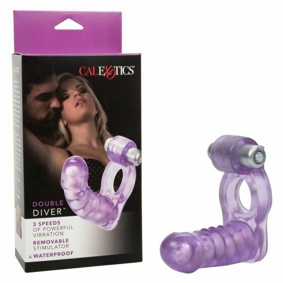 Double Diver Vibrating Enhancer with Flexible Penetrator 3 Speed Removable Bullet