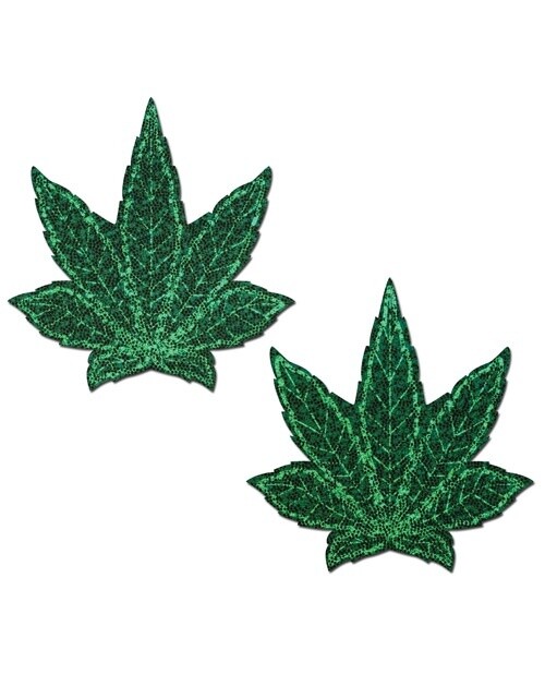 Pastease Indica Pot Leaf Green Weed Nipple Pasties