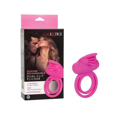Silicone Rechargeable Dual Clit Flicker Vibrating Cockring