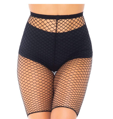 Troublemaker Fishnet Biker Shorts - Black