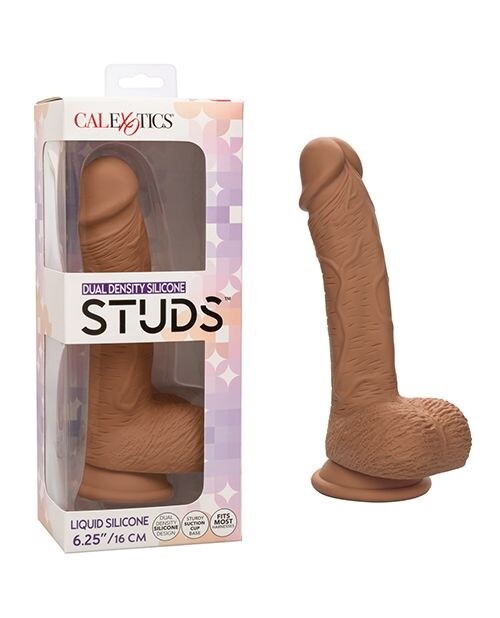 Silicone Studs Dual Density with Suction Cup Base 6.25in, Color: Chocolate