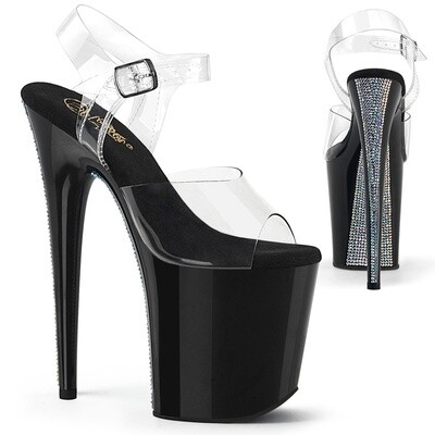 Flamingo 8&quot; Black Sandal w/Rhinestones