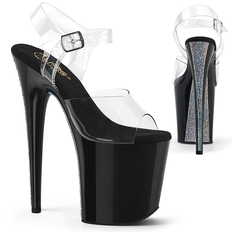 Flamingo 8&quot; Black Sandal w/Rhinestones