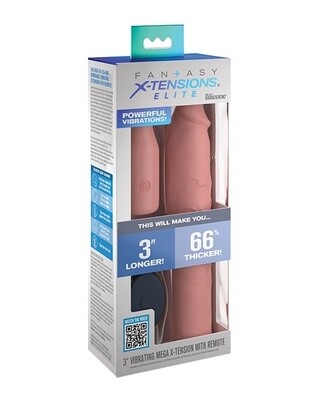 Fantasy X-Tensions Elite Silicone Vibrating 9in Sleeve with 3in Plug and Remote