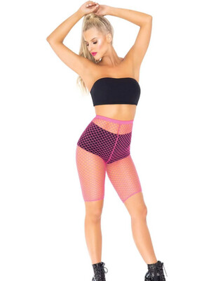 Troublemaker Fishnet Biker Shorts - Pink