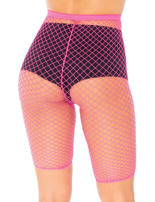 Troublemaker Fishnet Biker Shorts - Pink