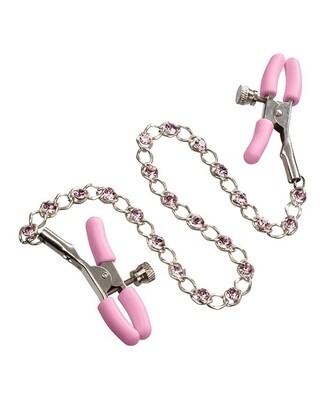 Nipple Play Pink Crystal Chain Nipple Clamps