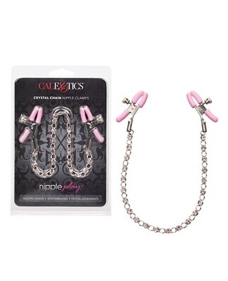 Nipple Play Pink Crystal Chain Nipple Clamps