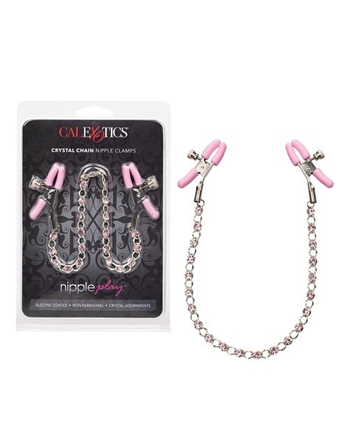 Nipple Play Pink Crystal Chain Nipple Clamps