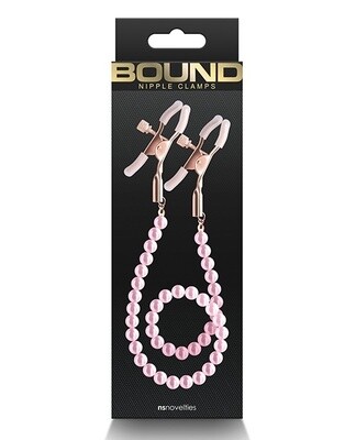 Bound Nipple Faux Pearl Clamps - Pink