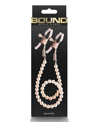 Bound Nipple Faux Pearl Clamps - Rose Gold