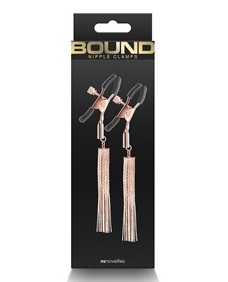 Bound Nipple Tassel Clamps - Rose Gold/Black